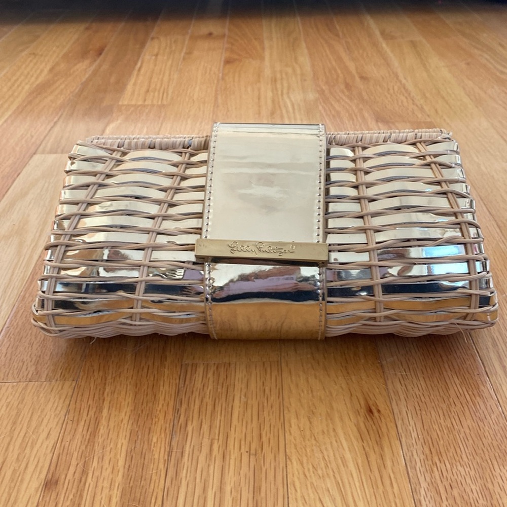 Lily Pulitzer gold clutch